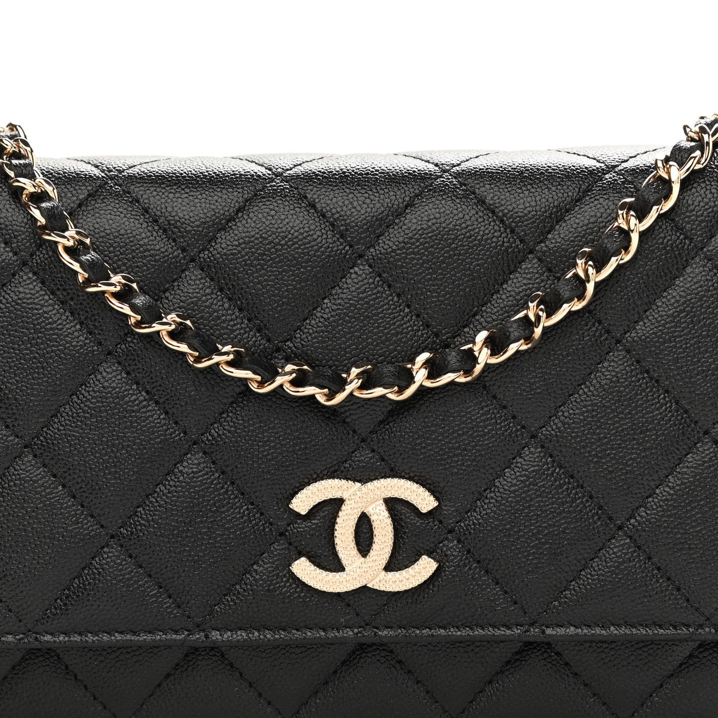 Caviar Quilted Wallet On Chain WOC Black
