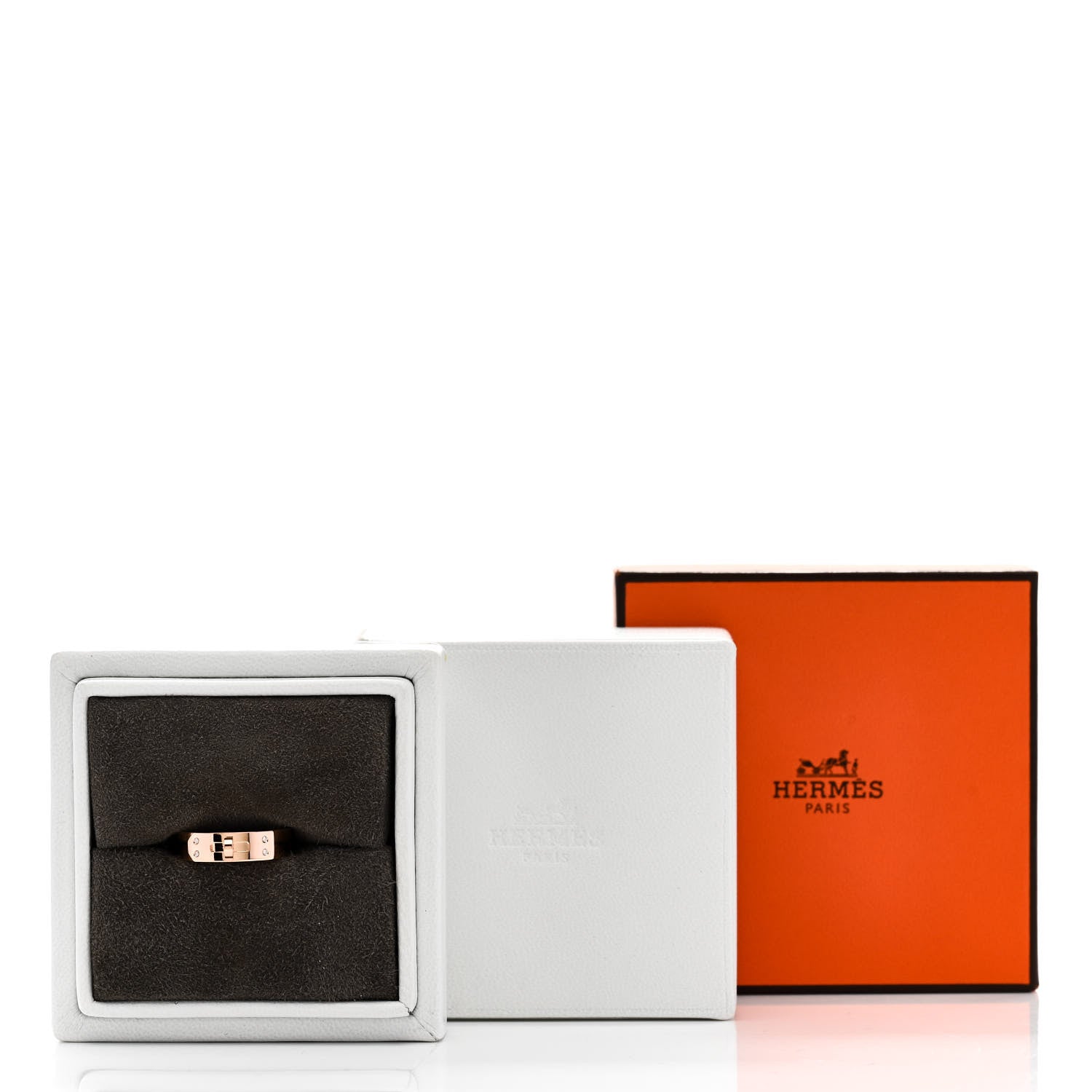 Hermes 18K Rose Gold Diamond PM Kelly Ring 54 7 5 of 5