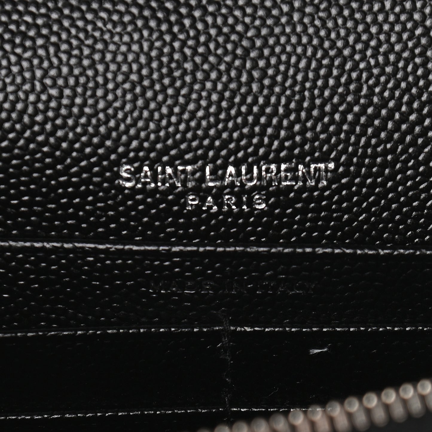 Grain De Poudre Matelasse Chevron Monogram Envelope Chain Wallet Black