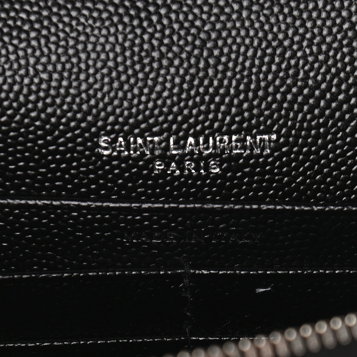 Saint Laurent Grain De Poudre Matelasse Chevron Monogram Envelope Chain Wallet Black 6 of 11