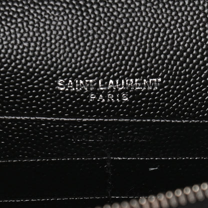 Saint Laurent Grain De Poudre Matelasse Chevron Monogram Envelope Chain Wallet Black 6 of 11