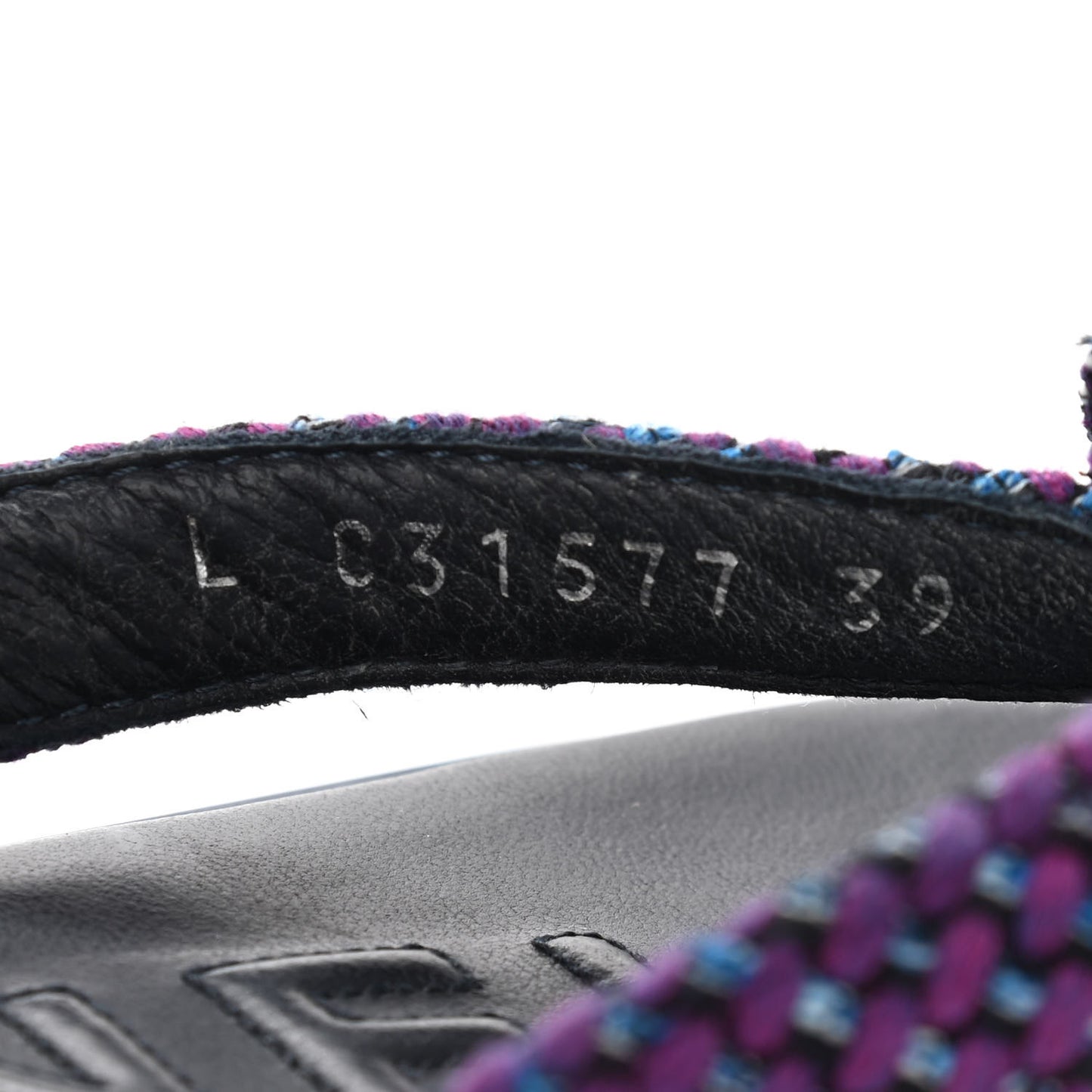 Tweed Quilted Camellia Thong Sandals 39 Purple Blue Black