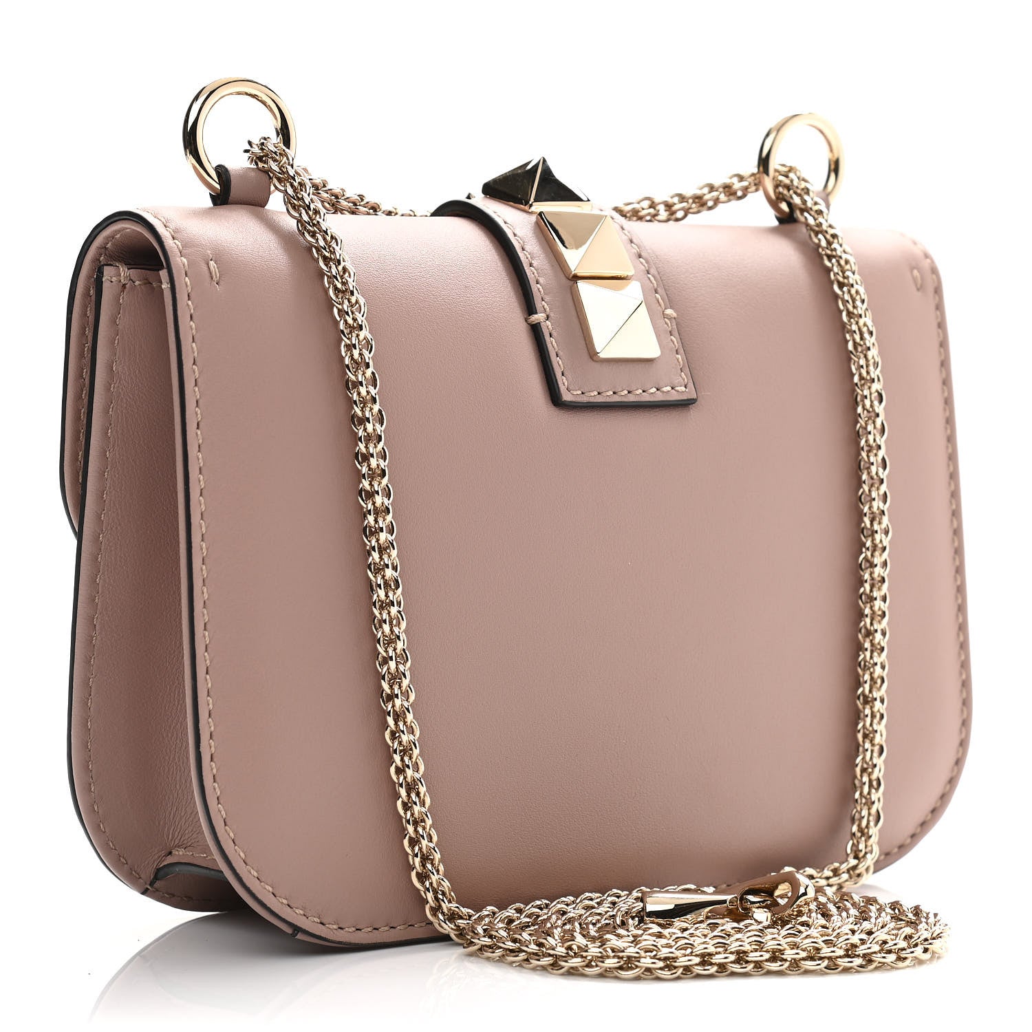 Valentino Garavani Vitello Small Glam Lock Rockstud Flap Poudre 3 of 11
