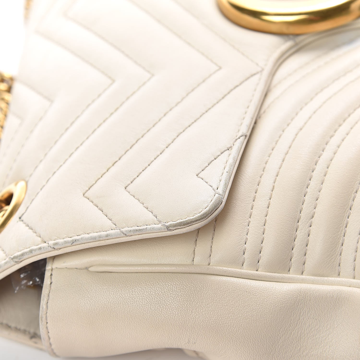 Gucci Calfskin Matelasse Medium GG Marmont Shoulder Bag White 13 of 19