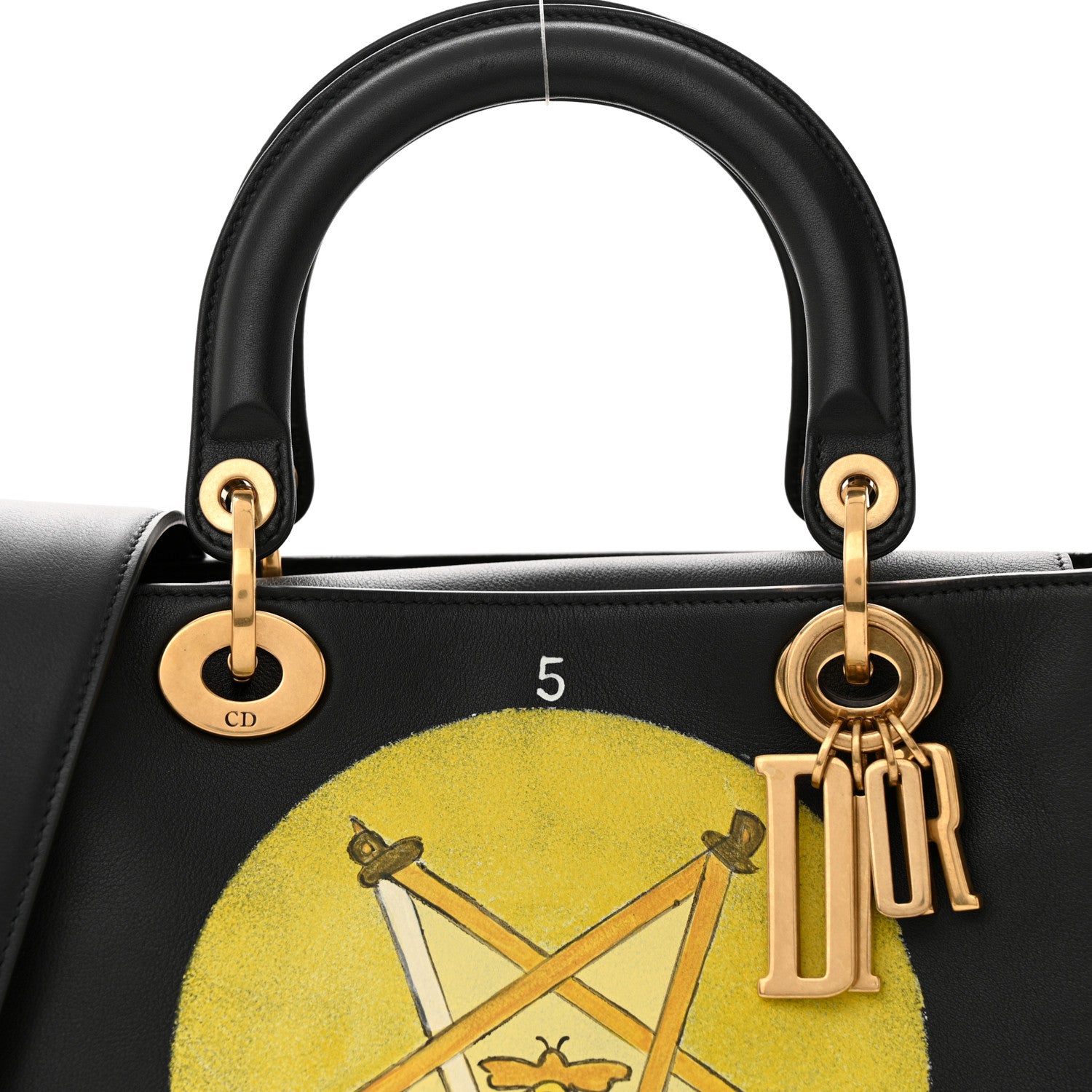 Christian Dior Calfskin Hand Painted Swords Medium Lady Dior Black 5 of 11