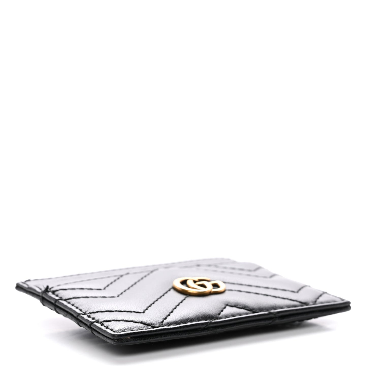 Calfskin Matelasse GG Marmont Card Holder Black