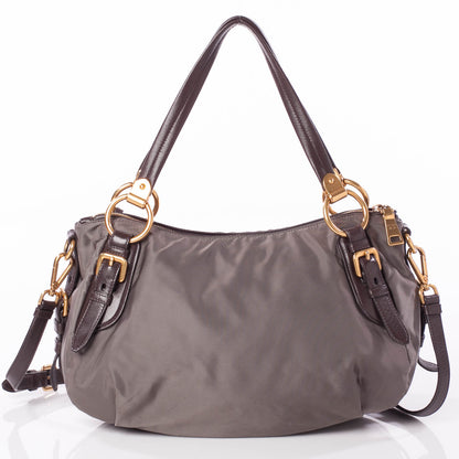 Prada Tessuto Nylon Jacquard Logo Aviator Satchel 4 of 10