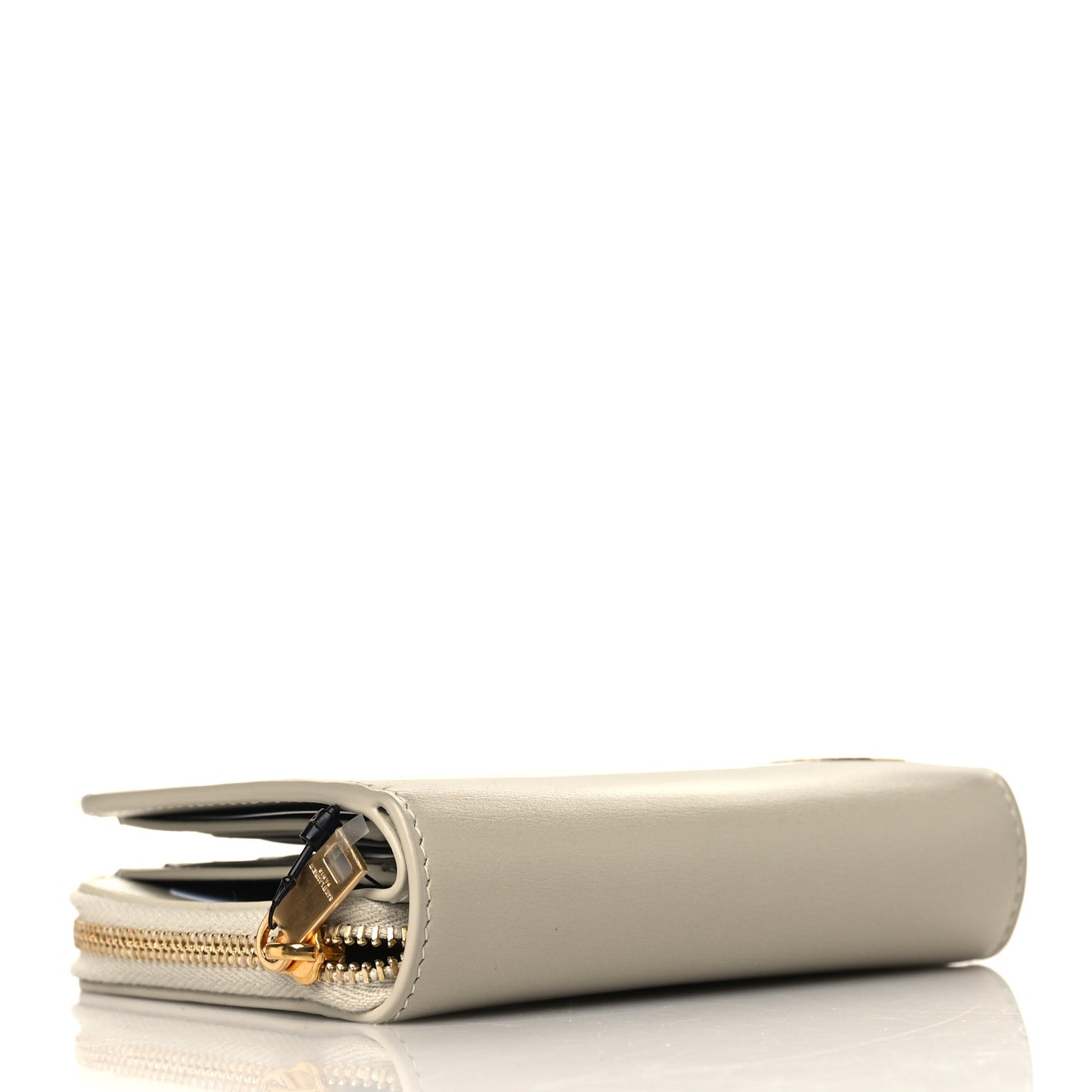 Calfskin Compact Zip Around Wallet Crema Soft