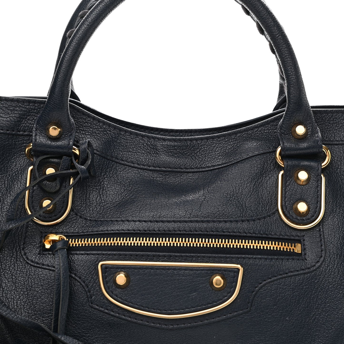 Chevre Gold Metallic Edge Hardware City Bleu Nuit Dark Sea