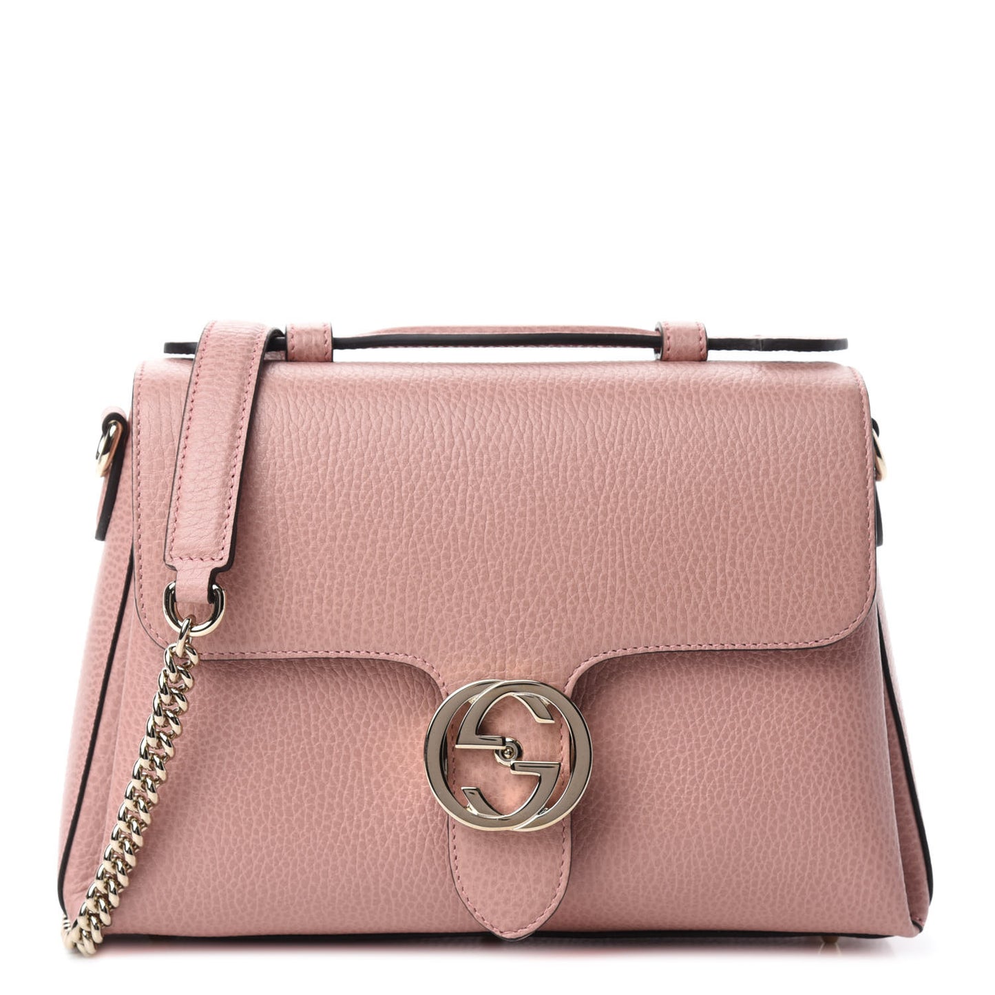 Dollar Calfskin Interlocking G Top Handle Shoulder Bag Soft Pink