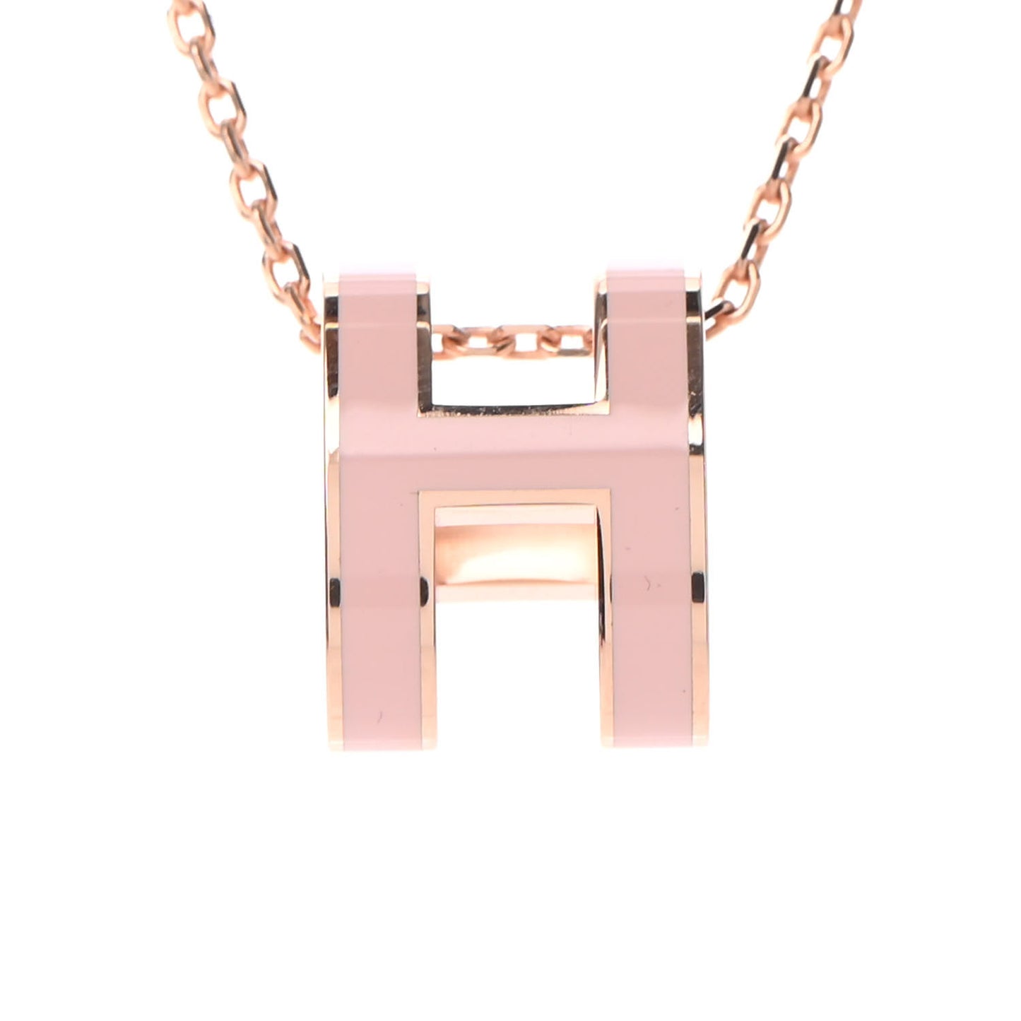 Lacquered Rose Gold Pop H Pendant Necklace Rose Dragee