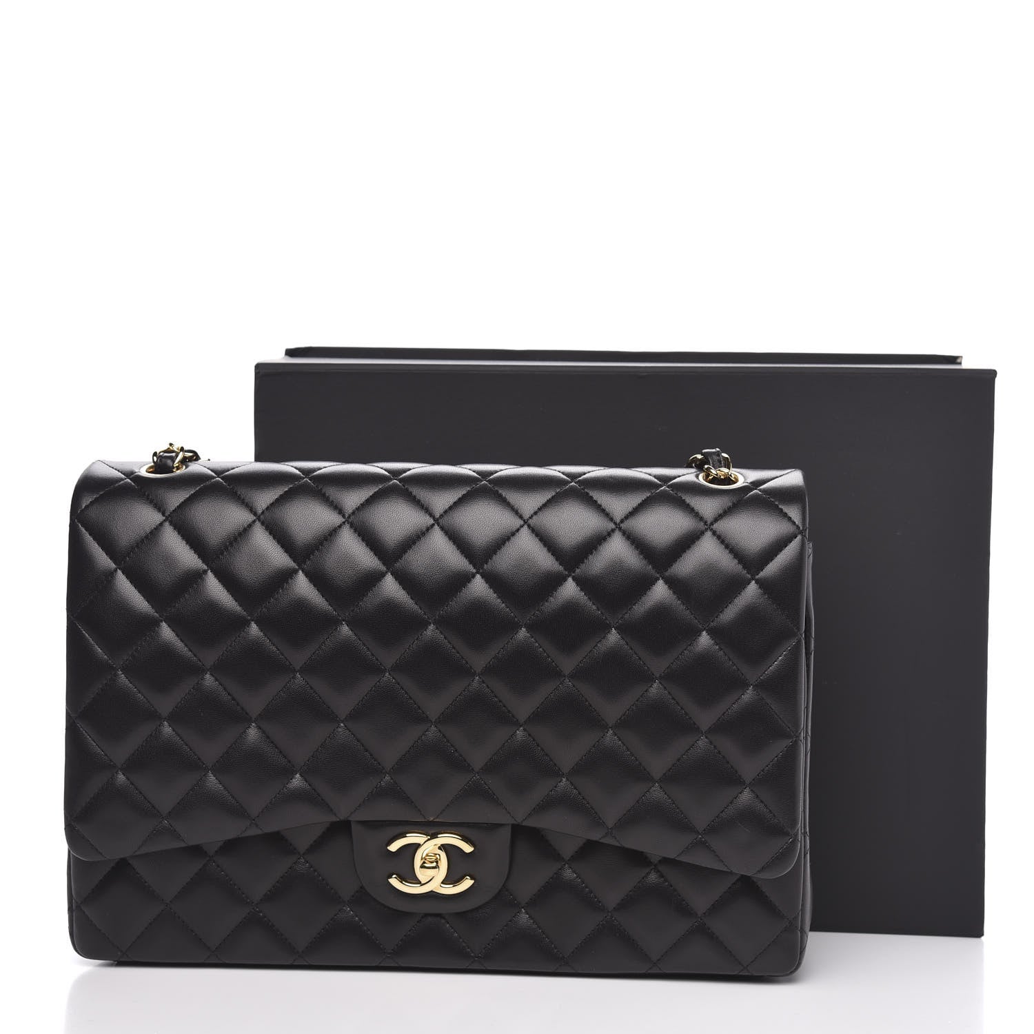 Chanel Lambskin Quilted Maxi Double Flap Black 16 of 16