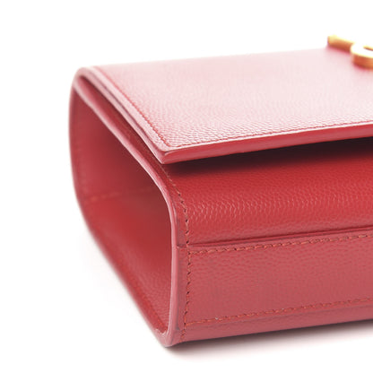 Saint Laurent Grain De Poudre Small Monogram Kate Satchel Red 7 of 9