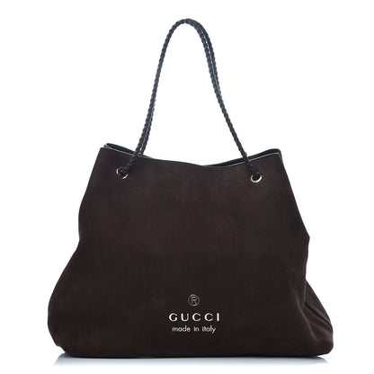 Gucci Nubuck Large Braided Handle Gifford Tote Brown 1 of 10