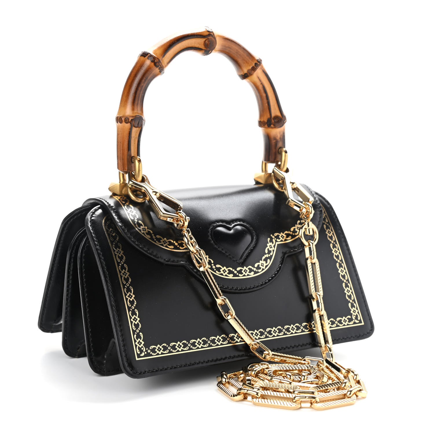 Gucci Calfskin Bamboo Mini Thiara Top Handle Bag Black 3 of 10