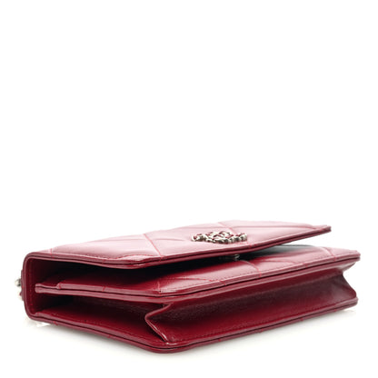 Chanel Lambskin Quilted Chanel 19 Wallet On Chain WOC Burgundy 4 of 10