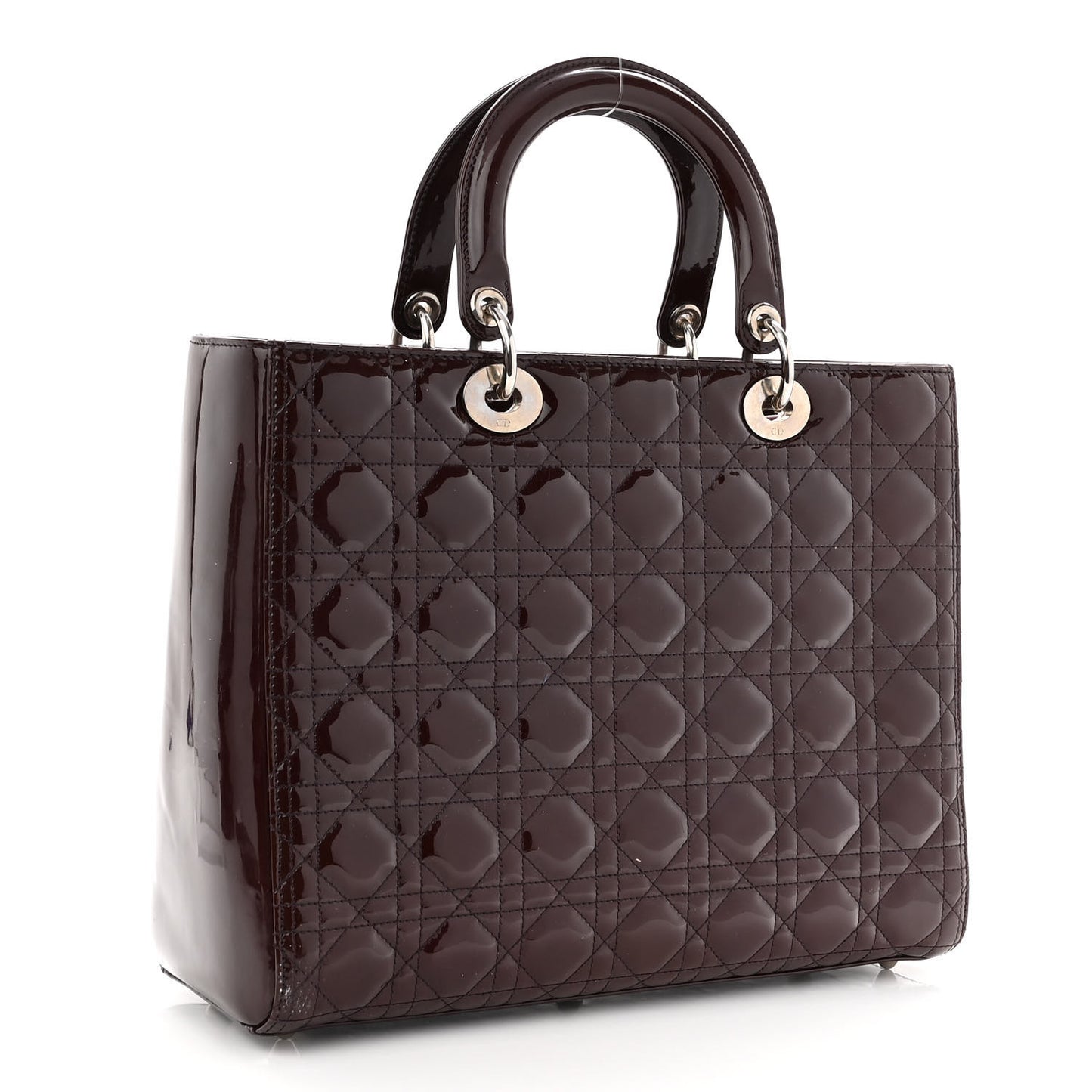 Patent Cannage Large Lady Dior Burgundy