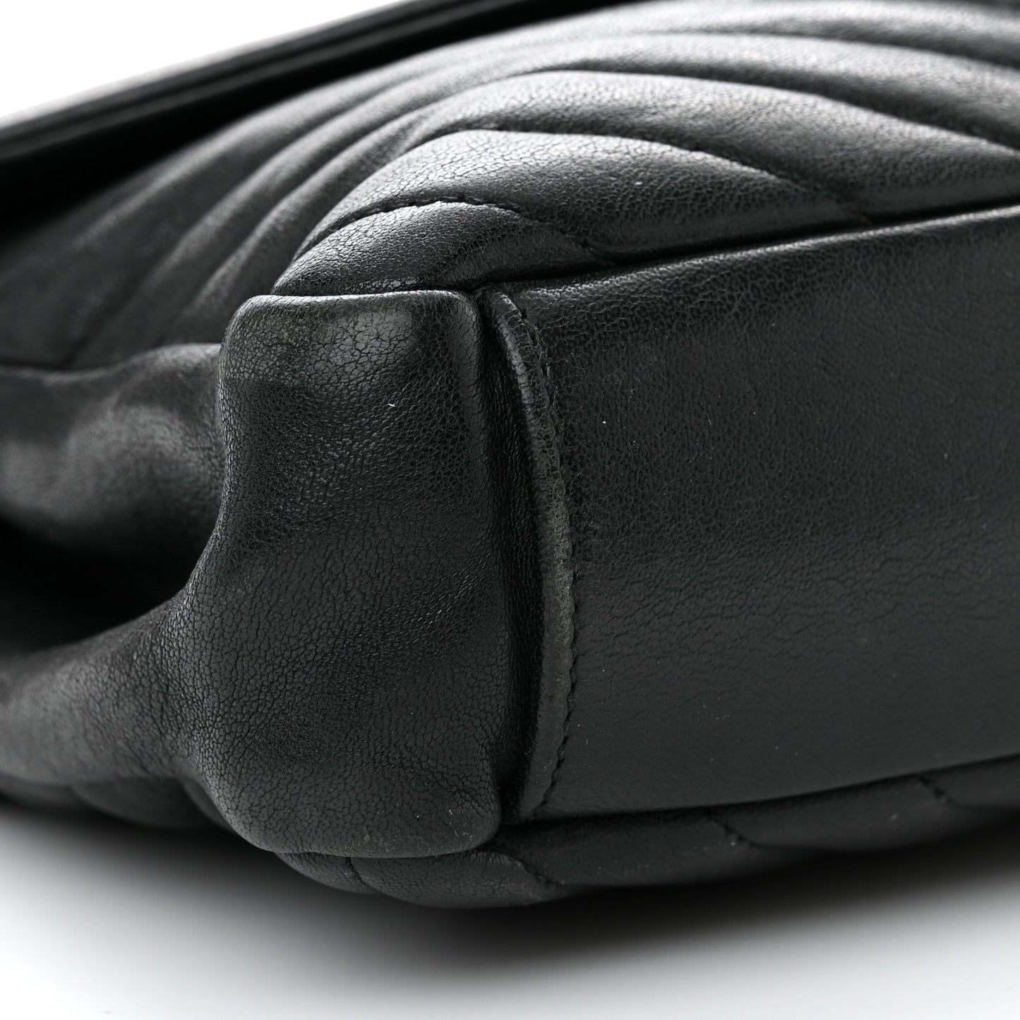 Sheepskin Matelasse Chevron Monogram Medium College Bag Black