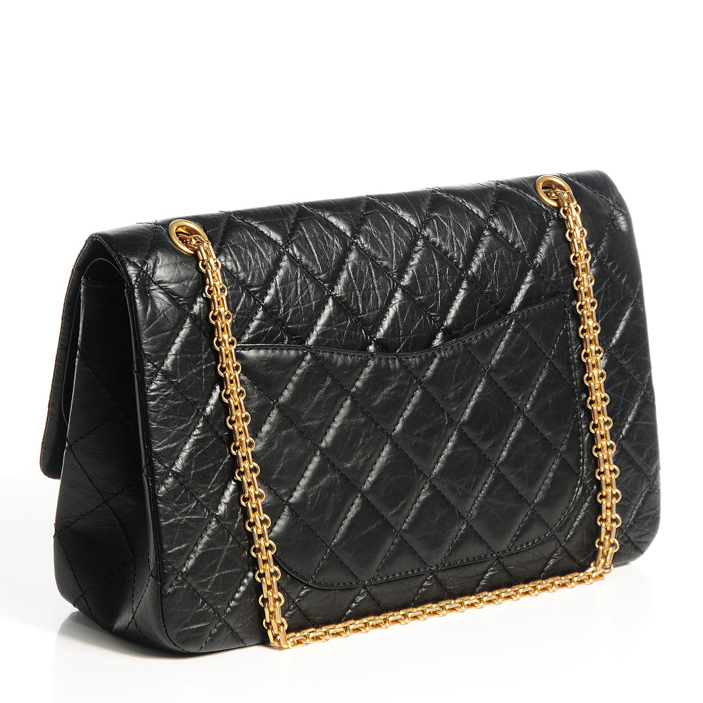 Aged Calfskin Quilted 2.55 Reissue 227 Flap Black