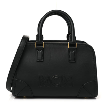 MCM Calfskin Mini Aren Boston Bag Black 1 of 11