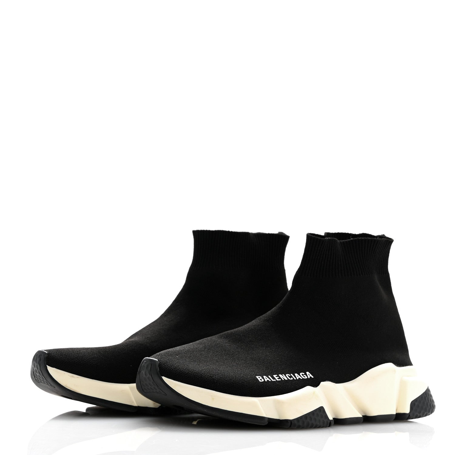 Balenciaga Neoprene Knit Womens Speed Sneakers 37 Black White 4 of 10