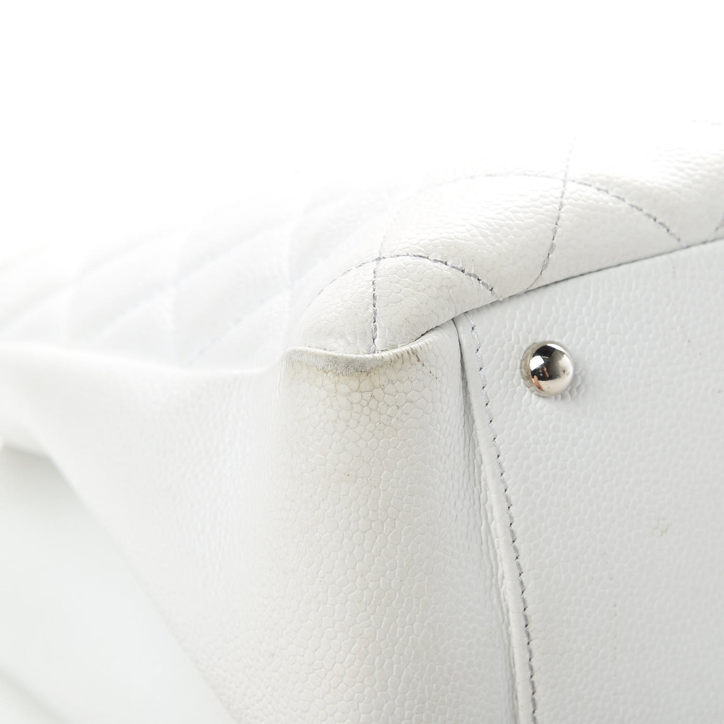 Caviar Quilted XL Grand Shopping Tote GST White