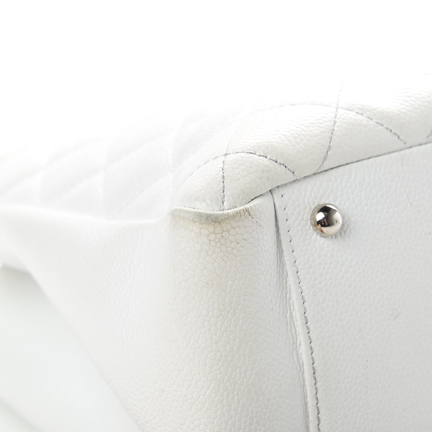 Chanel Caviar Quilted XL Grand Shopping Tote GST White 9 of 15