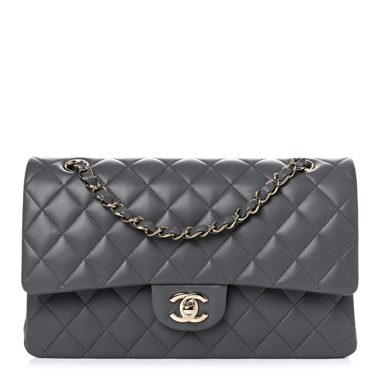 Chanel Lambskin Quilted Medium Double Flap Dark Grey 1 of 9
