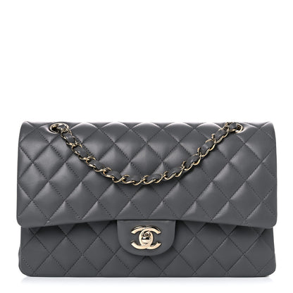 Chanel Lambskin Quilted Medium Double Flap Dark Grey 1 of 9