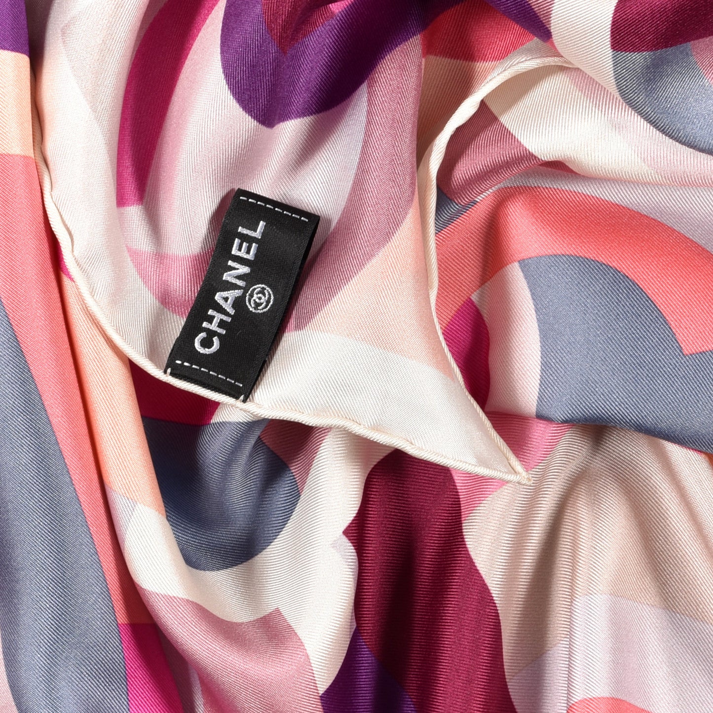 Silk CC Square Scarf Pink Purple Beige