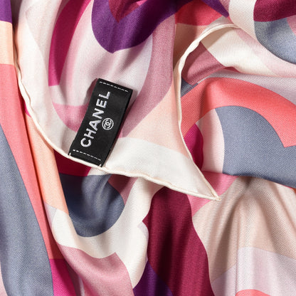 Chanel Silk CC Square Scarf Pink Purple Beige 3 of 3