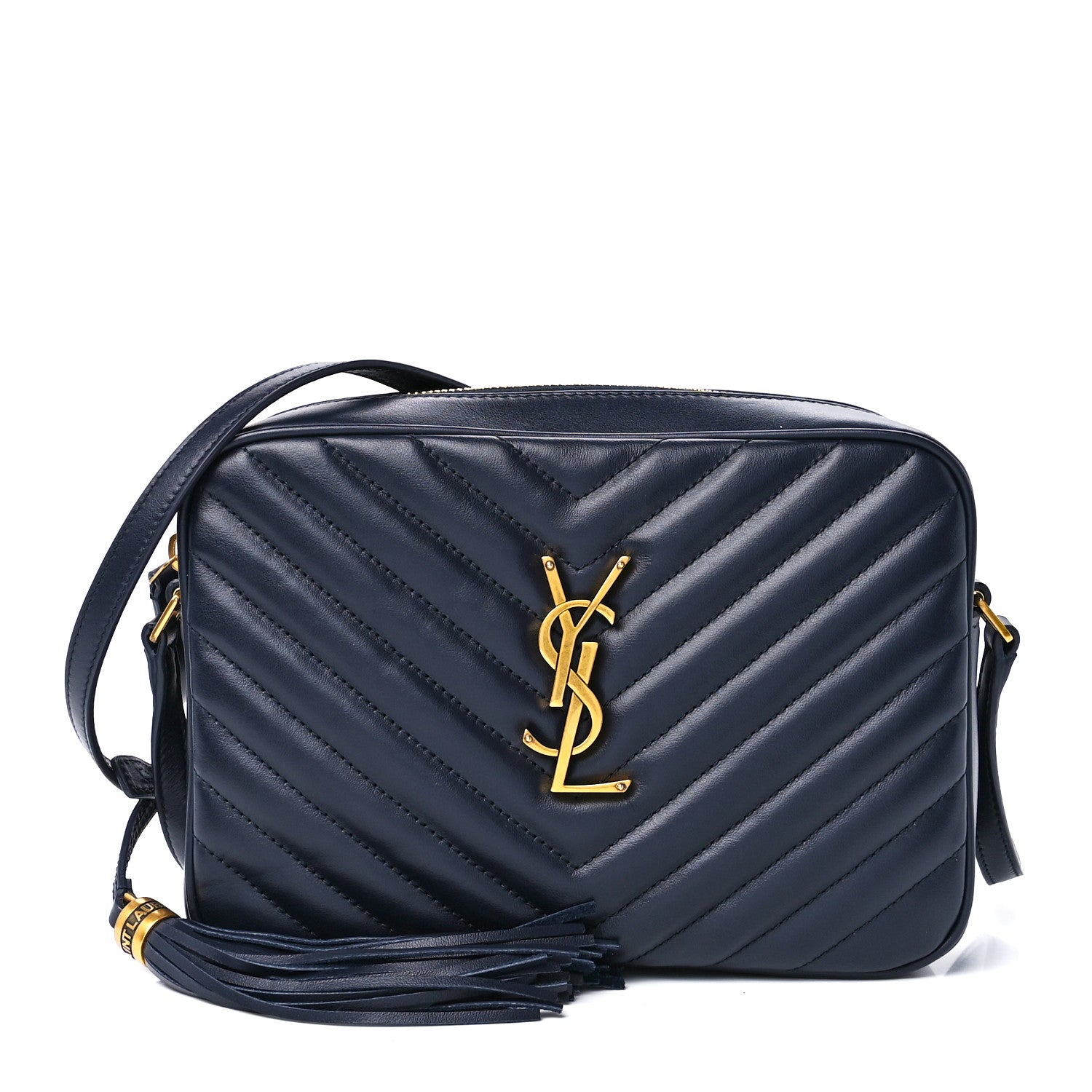 Saint Laurent Calfskin Matelasse Monogram Lou Camera Bag Navy 1 of 11