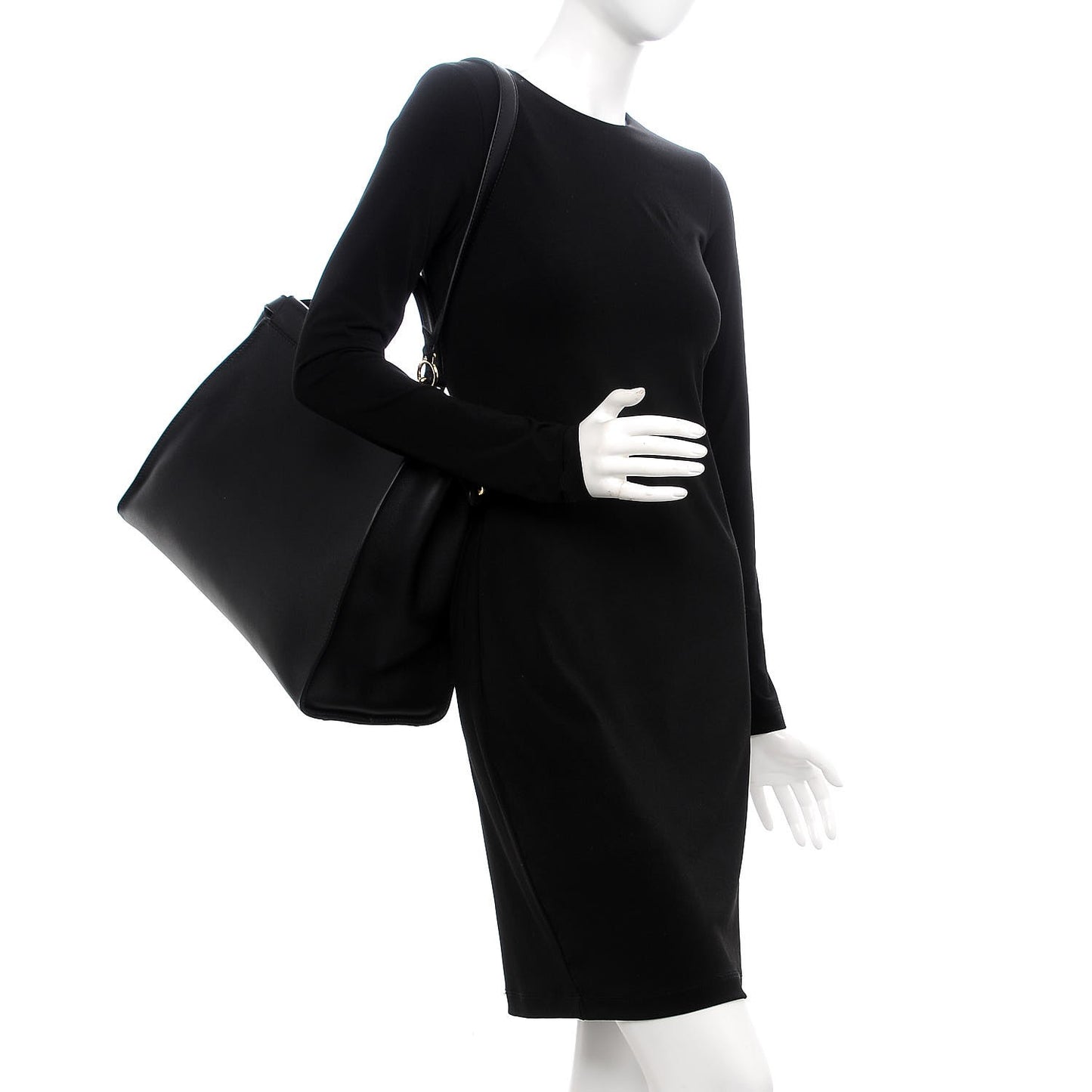 Vitello Seta Shiny Nappa Large Peekaboo Iconic Satchel Black
