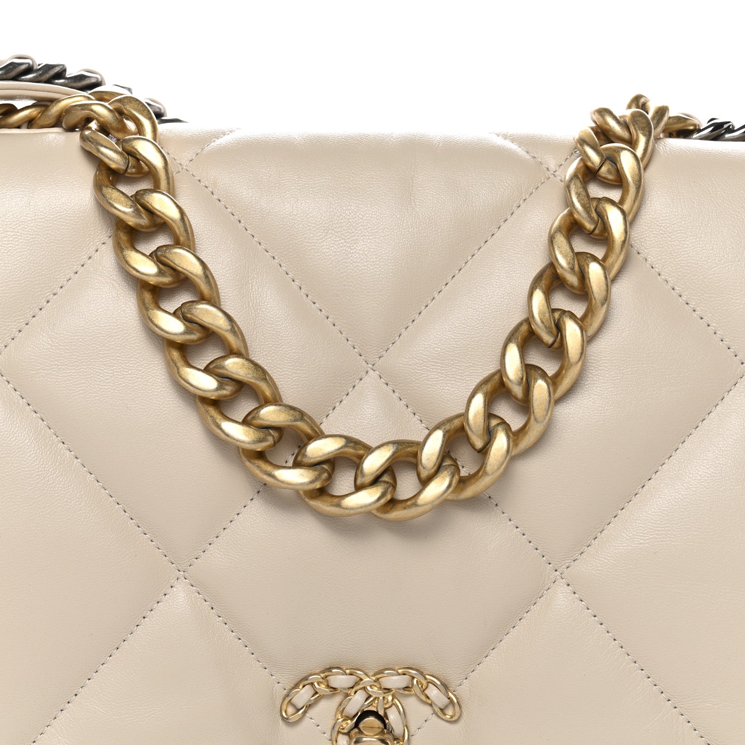 Chanel Goatskin Quilted Maxi Chanel 19 Flap Beige 8 of 10