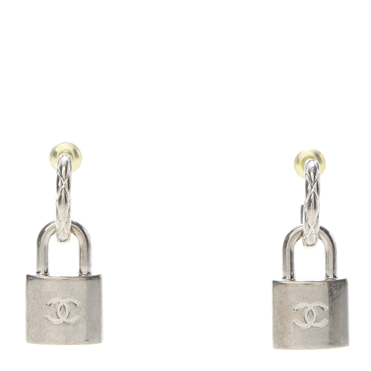 Metal Lock Drop Earrings Light Gold