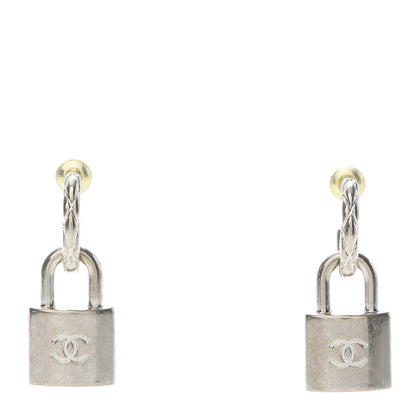 Chanel Metal Lock Drop Earrings Light Gold 1 of 5