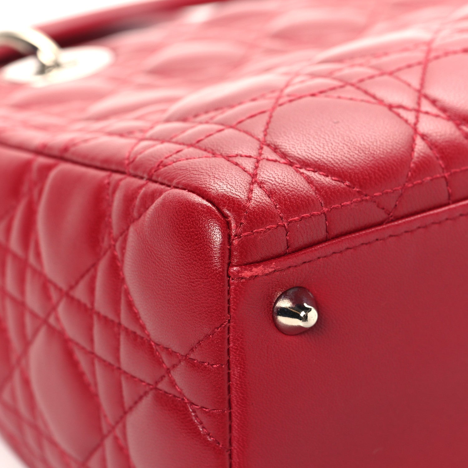 Christian Dior Lambskin Cannage Medium Lady Dior Red 9 of 13