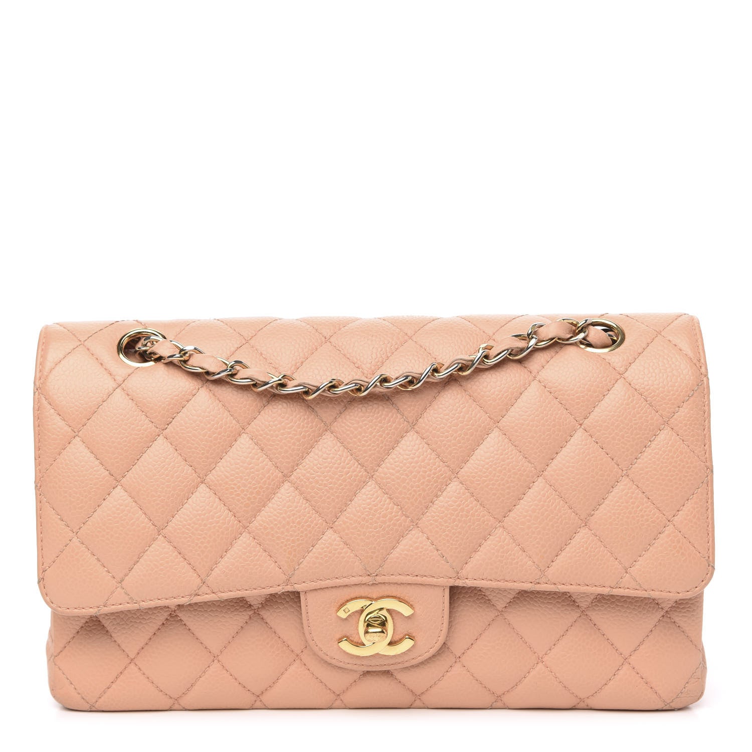 Chanel Caviar Quilted Medium Double Flap Beige 1 of 17