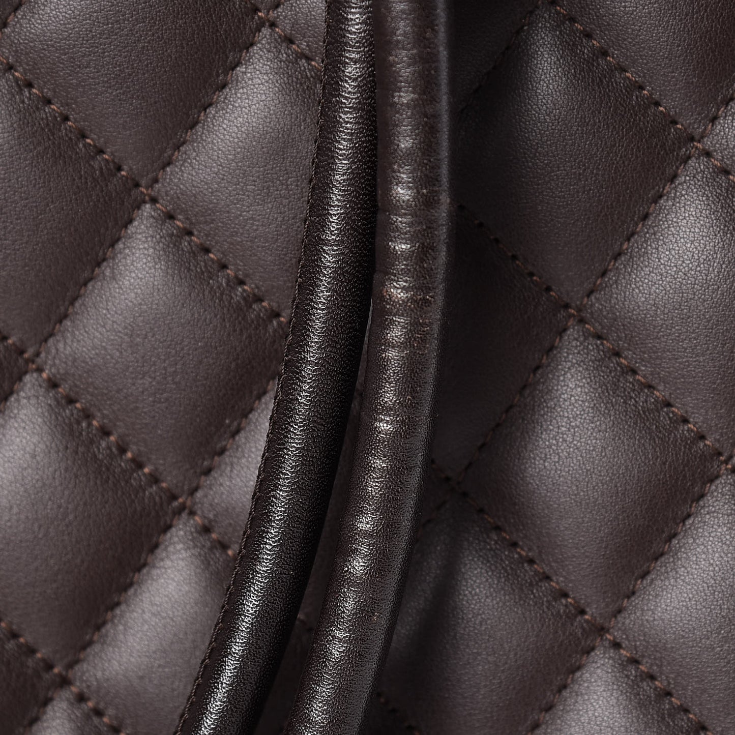 Calfskin Quilted Large Cambon Tote Brown