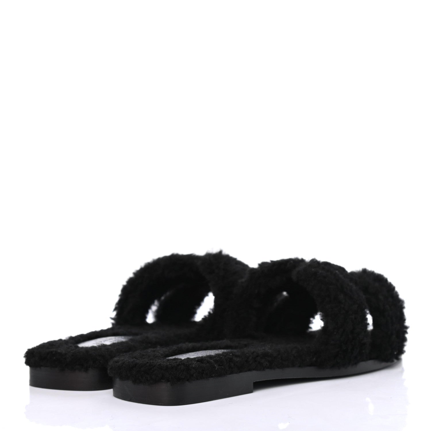Hermes Woolskin Oran Sandals 36 Black 3 of 4