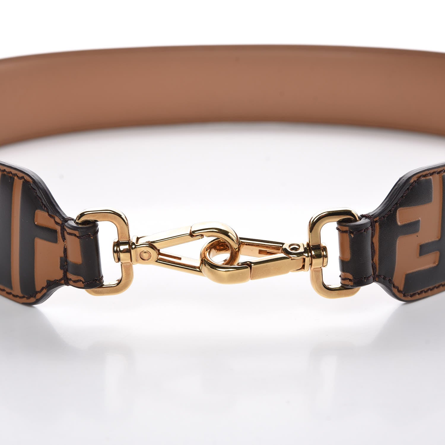 Fendi Calfskin FF 1974 Embossed Strap You Tobacco Black 3 of 5