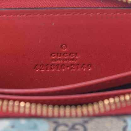 Gucci GG Supreme Monogram Blooms Zip Around Card Case Wallet Beige Blue Navy Hibiscus Red 6 of 8