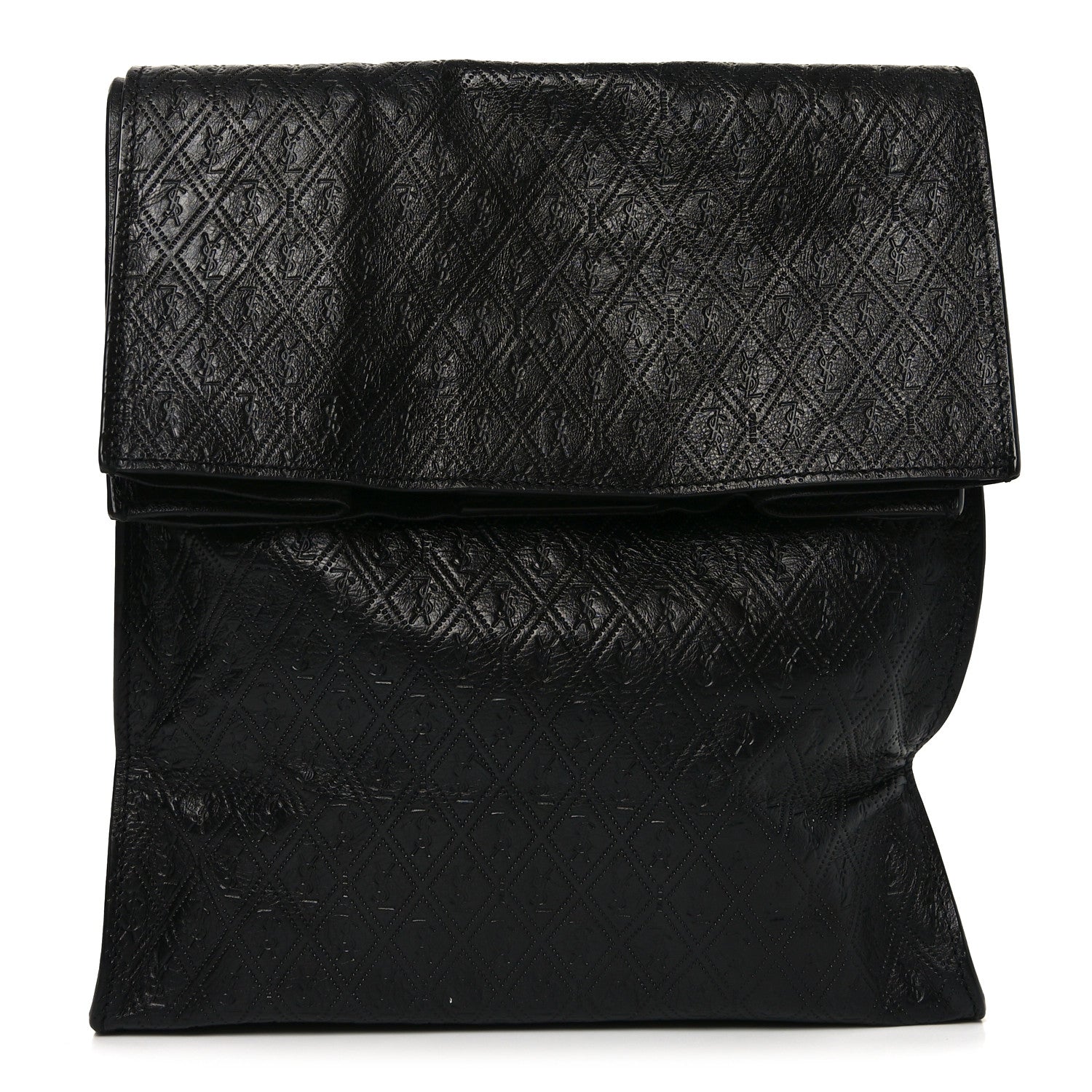 Saint Laurent Calfskin Monogram Deli Paper Bag Vintage Black 1 of 10
