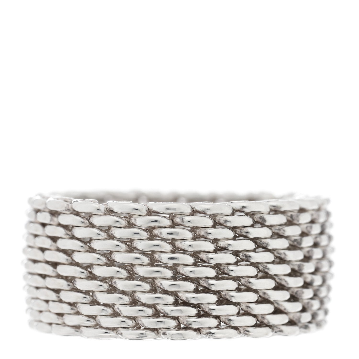 Tiffany Sterling Silver Somerset Mesh Ring 58 8.5 1 of 4