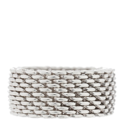 Tiffany Sterling Silver Somerset Mesh Ring 58 8.5 1 of 4