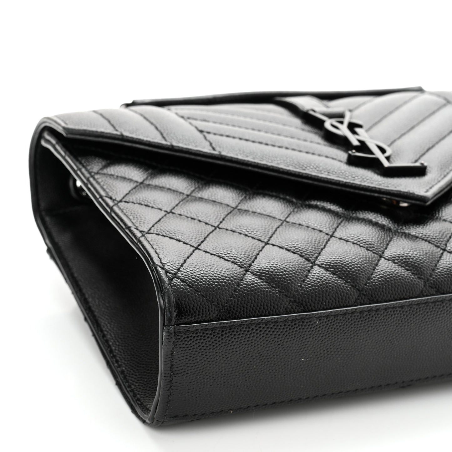 Grain De Poudre Textured Mixed Matelasse Triquilt Medium Monogram Satchel Black