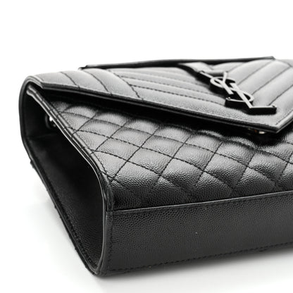 Saint Laurent Grain De Poudre Textured Mixed Matelasse Triquilt Medium Monogram Satchel Black 10 of 11