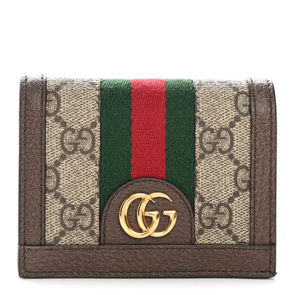 Gucci GG Supreme Monogram Web Ophidia Card Case Beige New Acero 1 of 8