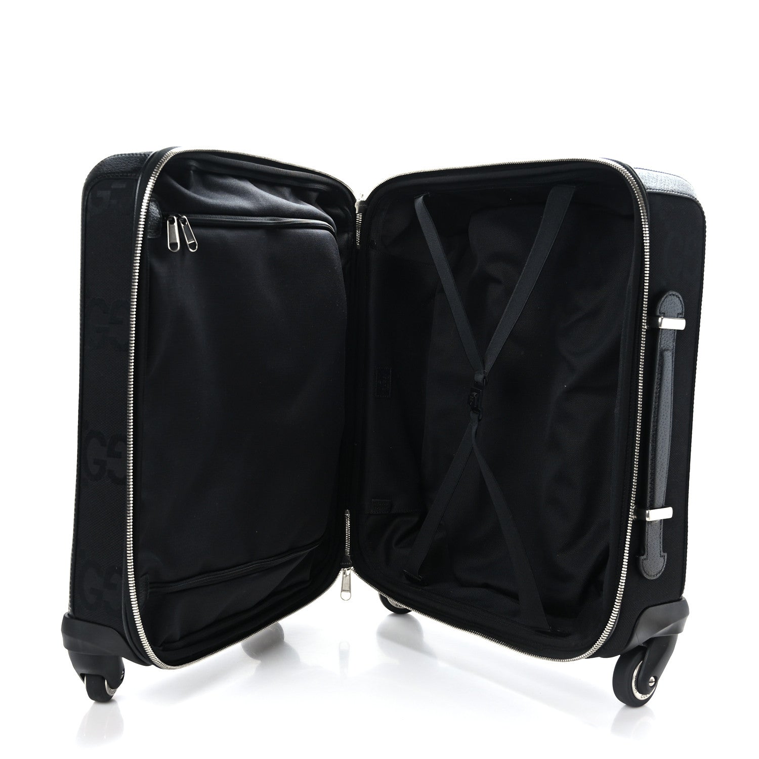 Gucci Monogram Jumbo GG Textured Dollar Calfskin Small Carry On Trolley Black 4 of 9