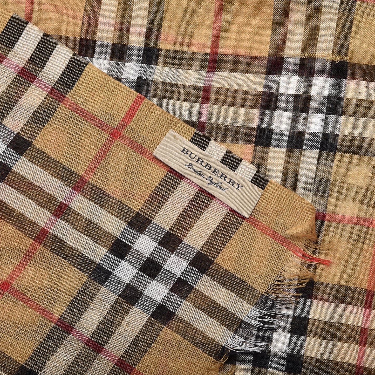 Wool Silk Gauze Vintage Check Scarf Antique Yellow